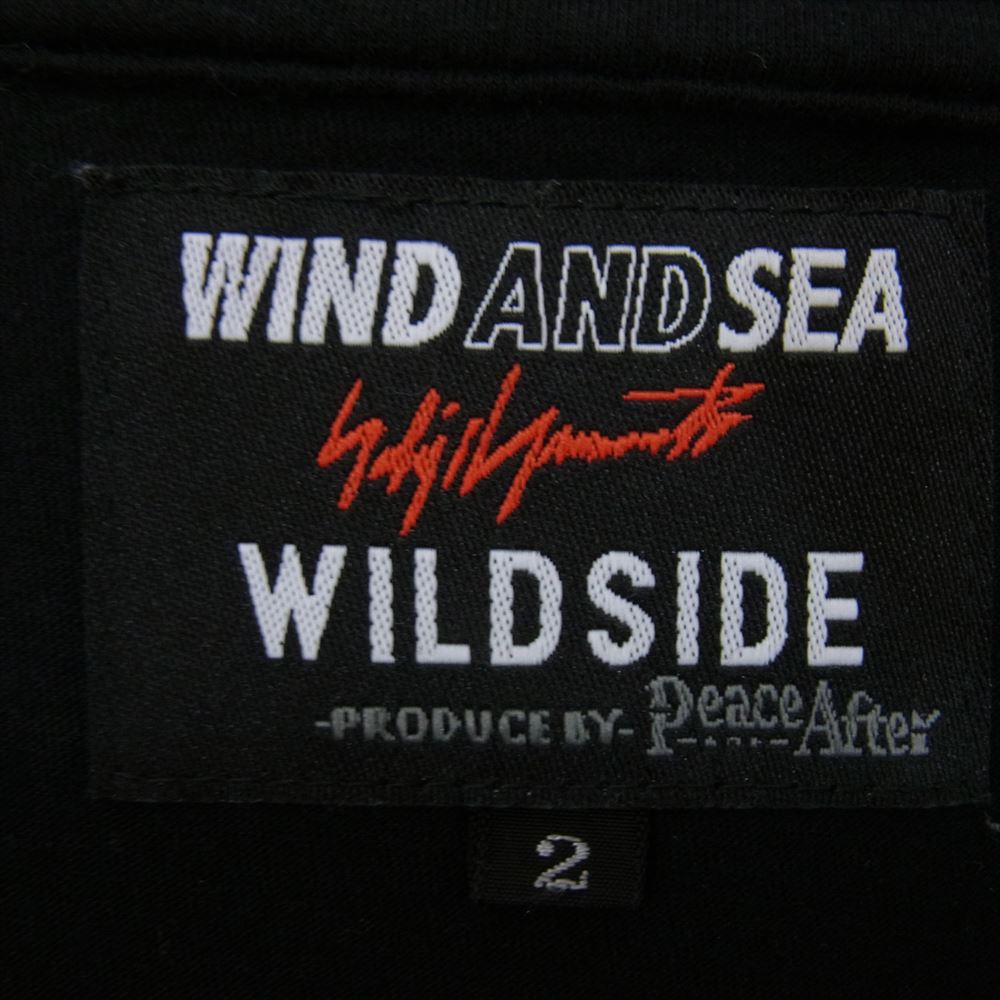 Yohji Yamamoto ヨウジヤマモト 22SS WILDSIDE ワイルドサイド × WIND AND SEA ウィンダンシー Logo Long Sleeve T-shirt ロゴ プリント スリッド ジップ 長袖 Tシャツ ブラック系 2【中古】