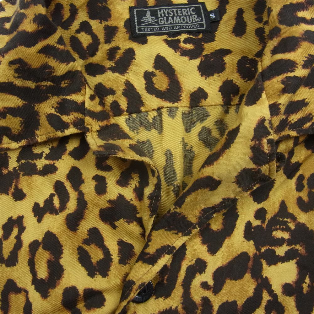 HYSTERIC GLAMOUR ヒステリックグラマー 02181AH01 SKULL LEOPARD スカル レオパード 総柄 長袖 レーヨン シャツ ベージュ系 S【中古】