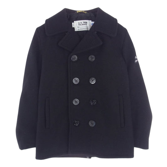 mastermind JAPAN マスターマインドジャパン 7257 × Schott ショット スカルワッペン Pコート ピーコート ブラック系 36【美品】【中古】