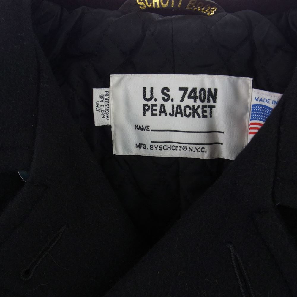 mastermind JAPAN マスターマインドジャパン 7257 × Schott ショット スカルワッペン Pコート ピーコート ブラック系 36【美品】【中古】