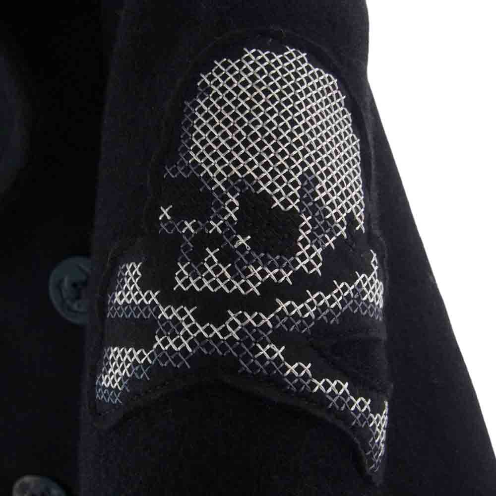 mastermind JAPAN マスターマインドジャパン 7257 × Schott ショット スカルワッペン Pコート ピーコート ブラック系 36【美品】【中古】