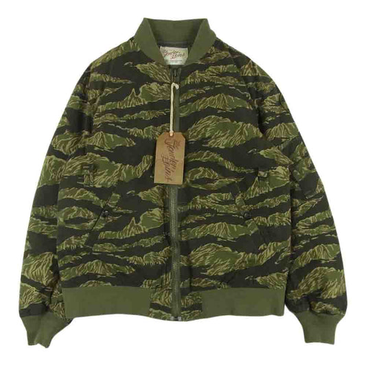 TENDERLOIN テンダーロイン MA-1 BAMBOO バンブー 迷彩 カモフラ ミリタリー ダウン ジャケット カーキ系 CAMO S【中古】