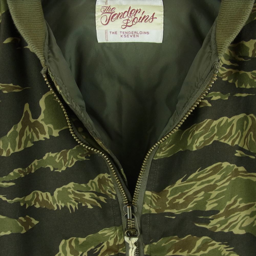 TENDERLOIN テンダーロイン MA-1 BAMBOO バンブー 迷彩 カモフラ ミリタリー ダウン ジャケット カーキ系 CAMO S【中古】