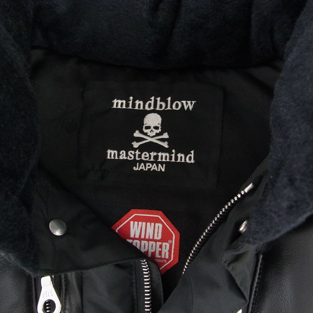 mastermind JAPAN マスターマインドジャパン 11AW MZ-VE04-50 MINDBLOW期 スカルステッチ シープスキン切替 レザーヨーク ダウン ベスト ブラック系 M【美品】【中古】