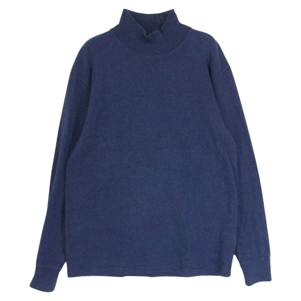 ワーカーズ コットン プルオーバーモックネック ニット ラグラン セーター ネイビー系 S【中古】