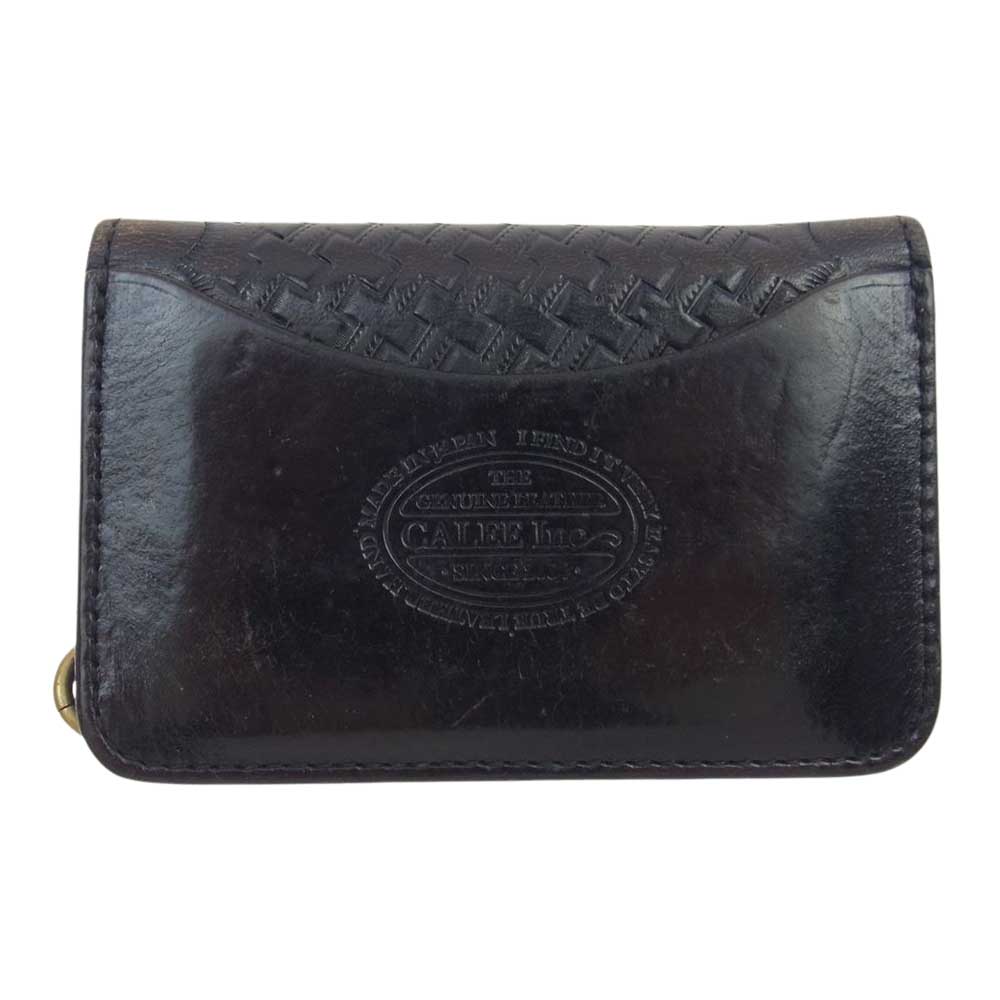 CALEE キャリー レザー コイン カード ケース ブラック系 ブラウン系【中古】