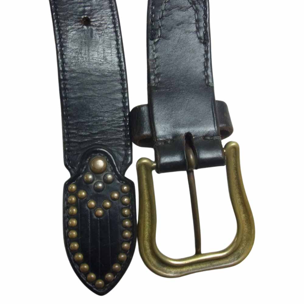 CALEE キャリー EMBOSSING LEATHER SWORD BELT バスケットウィーブ スタッズ レザー ベルト  ブラック系【中古】