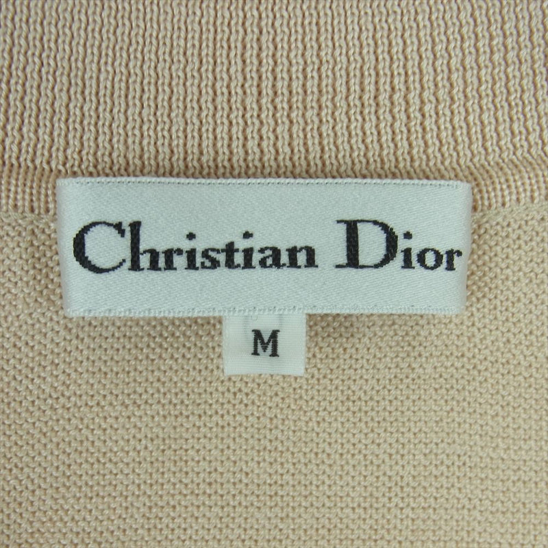 Christian Dior クリスチャンディオール KW3V13051 襟付き 刺繍 半袖 シャツ ニット コットン ベージュ系 ピンクベージュ系 M【中古】