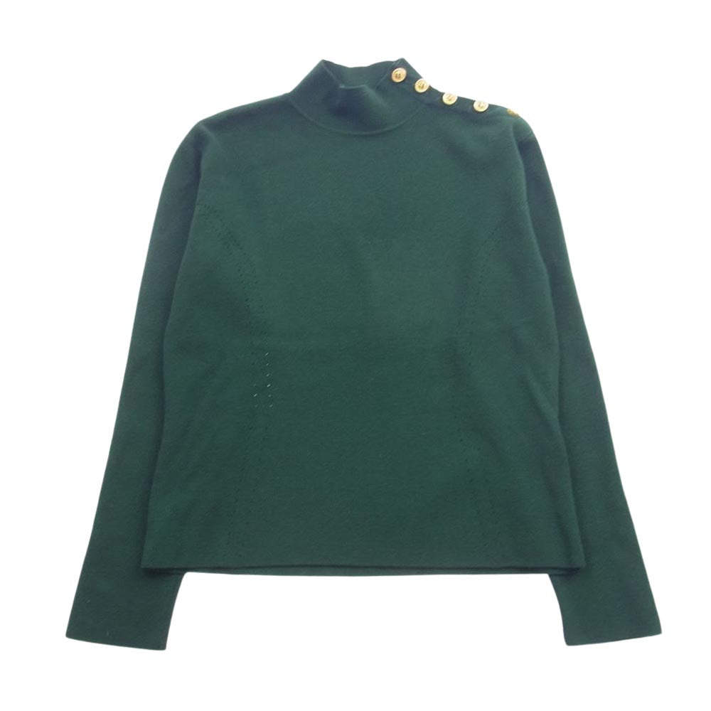 Christian Dior クリスチャンディオール ショルダーボタン ハイネック ニット スカート セットアップ グリーン グリーン系 上L、下M【中古】