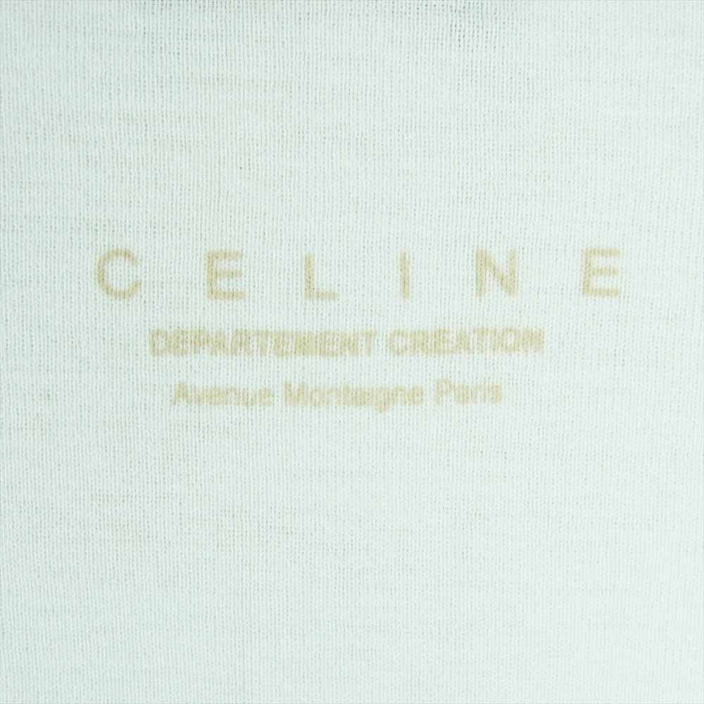 CELINE セリーヌ トリオンフ スタッズ ラグラン Ｔシャツ 七分袖 コットン フランス製 ホワイト系 ベージュ系 XL【中古】