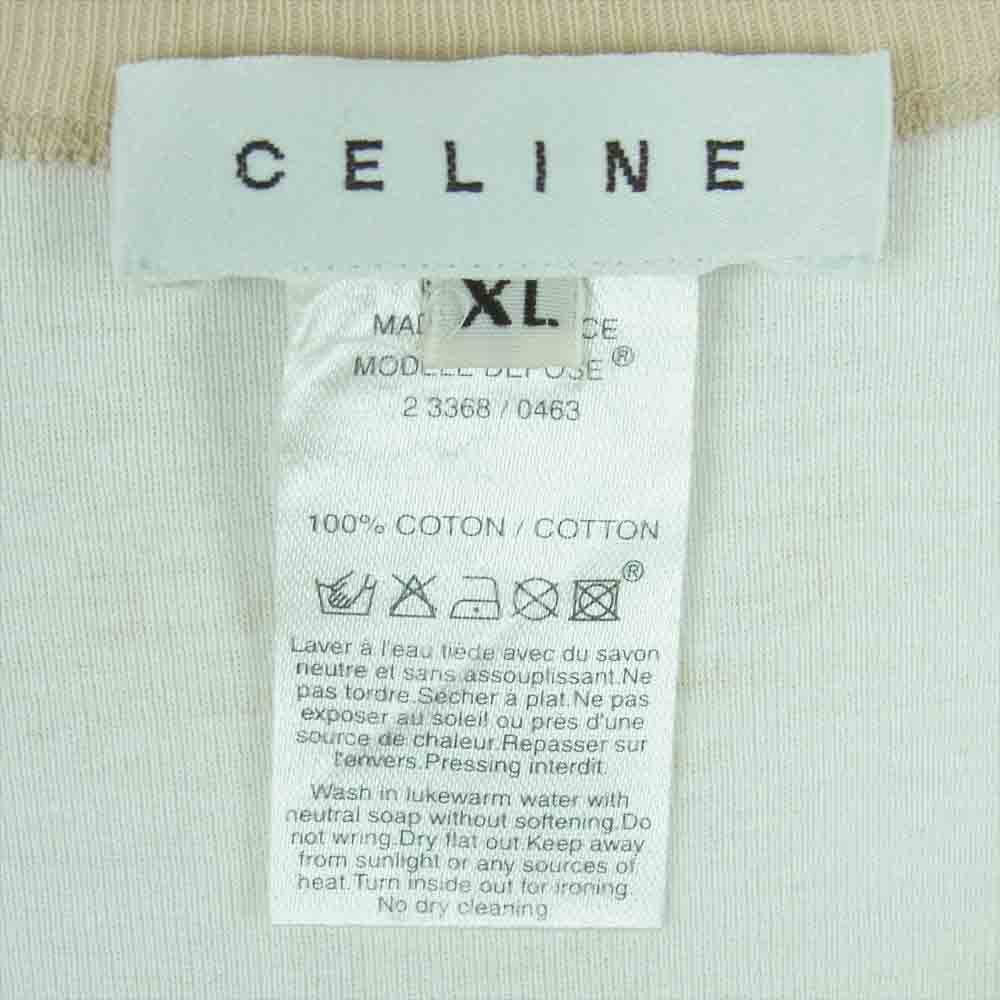 CELINE セリーヌ トリオンフ スタッズ ラグラン Ｔシャツ 七分袖 コットン フランス製 ホワイト系 ベージュ系 XL【中古】