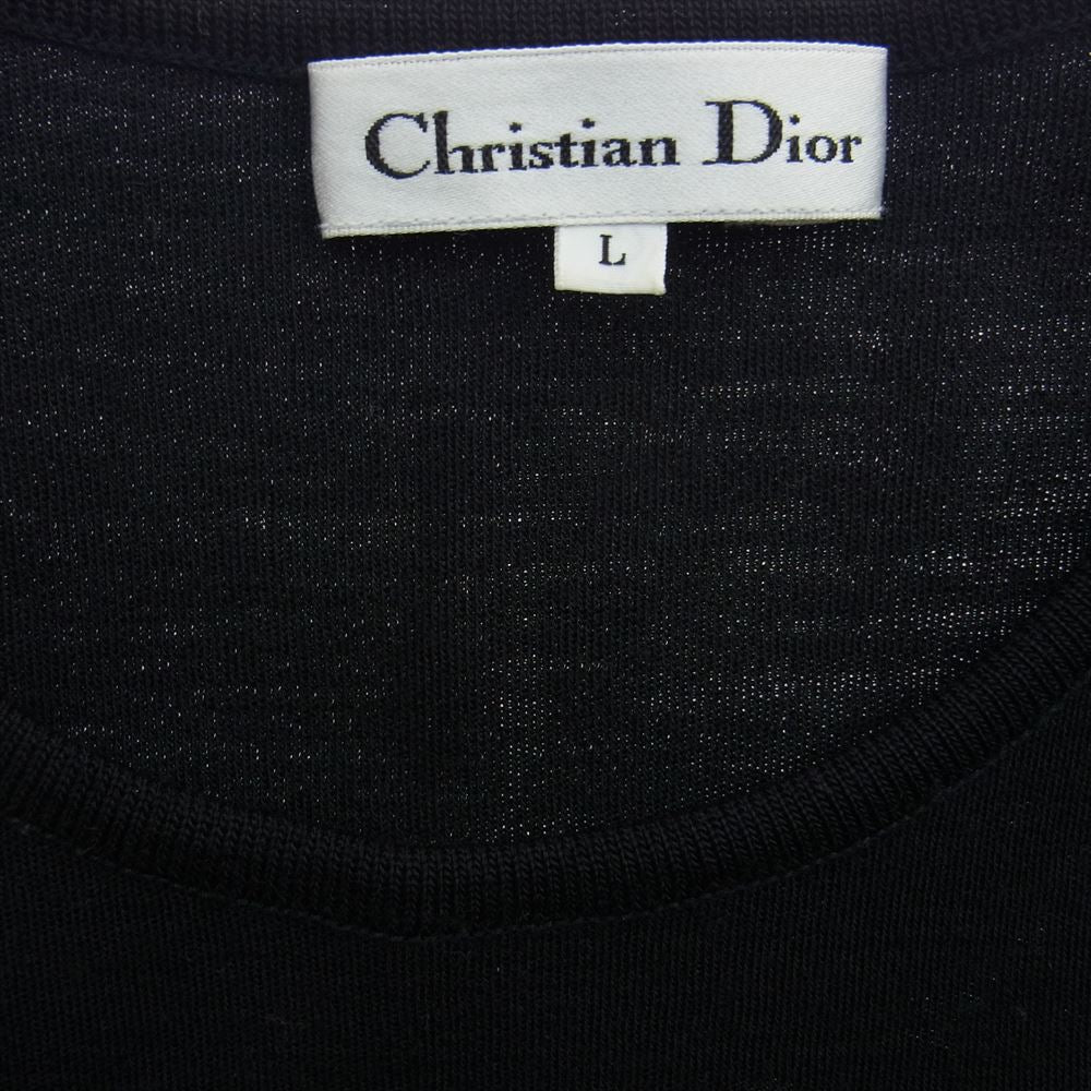 Christian Dior クリスチャンディオール コットン 刺繍 ニット タイト スカート セットアップ ブラック  ブラック系 L【中古】