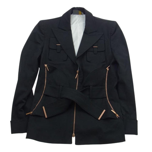 FENDI フェンディ ジップ ジャケット タイトスカート セットアップ ブラック系 上44 下42【中古】