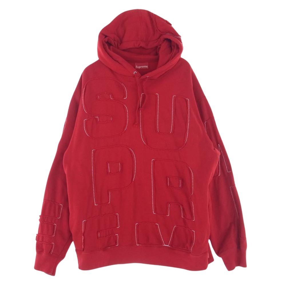 Supreme シュプリーム 20SS Cutout Letters Hooded Sweatshirt カットアウト レターズ プルオーバー パーカー レッド系 L【中古】