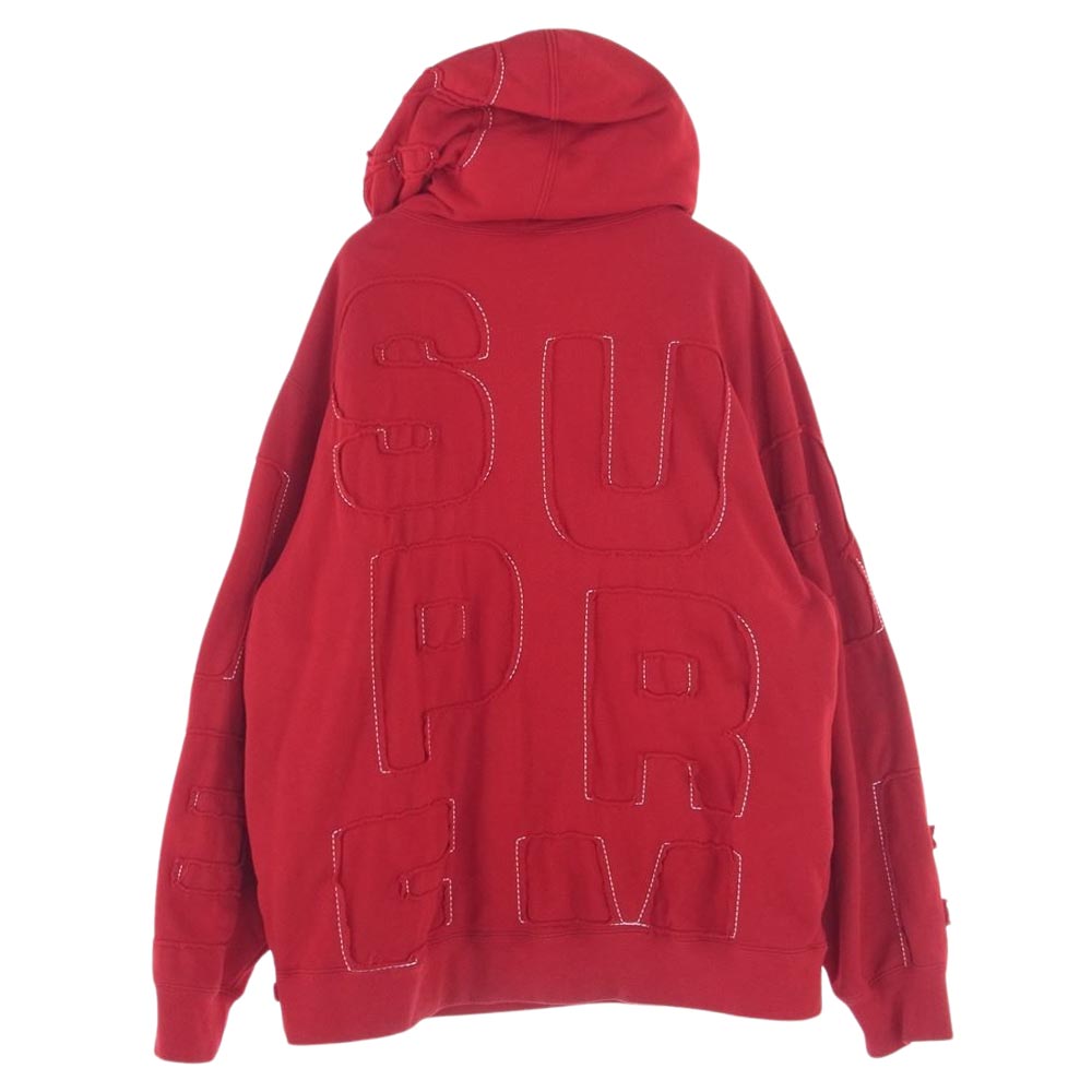 Supreme シュプリーム 20SS Cutout Letters Hooded Sweatshirt カットアウト レターズ プルオーバー パーカー レッド系 L【中古】