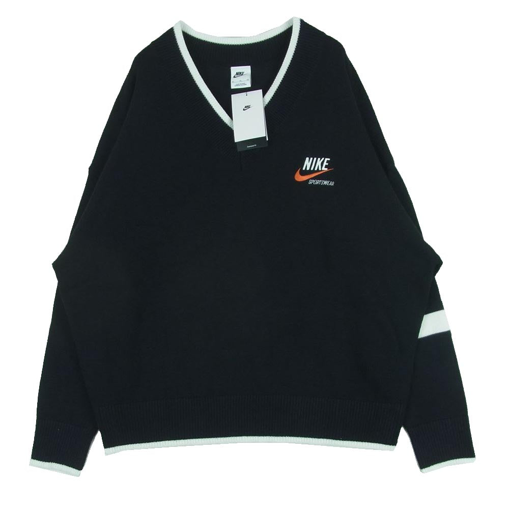 NIKE ナイキ DX0009-010 NSW NIKE TREND SWEATER 刺繍ロゴ Vネック セーター ニット ブラック系 XL【新古品】【未使用】【中古】