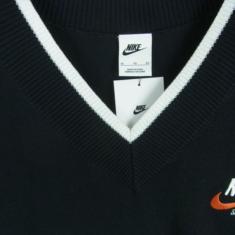 NIKE ナイキ DX0009-010 NSW NIKE TREND SWEATER 刺繍ロゴ Vネック セーター ニット ブラック系 XL【新古品】【未使用】【中古】