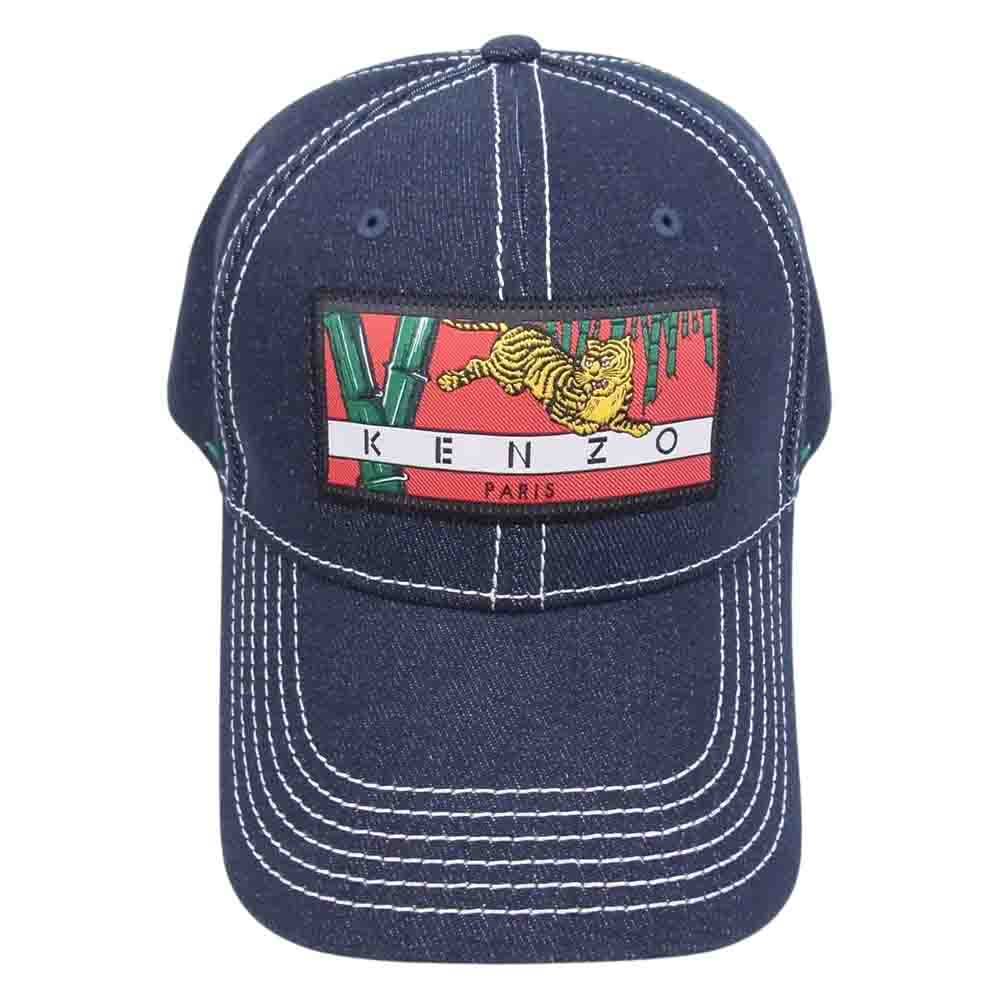 KENZO ケンゾー PARIS ベルト バック タイガー パッチ デニム キャップ インディゴブルー系【中古】