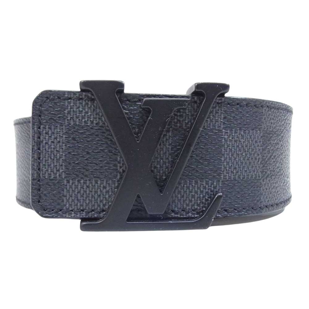 LOUIS VUITTON ルイ・ヴィトン M9808 サンチュール LVイニシアル グラフィット ダミエ ベルト ダミエキャンバス ベルト ブラック系 95/38【中古】