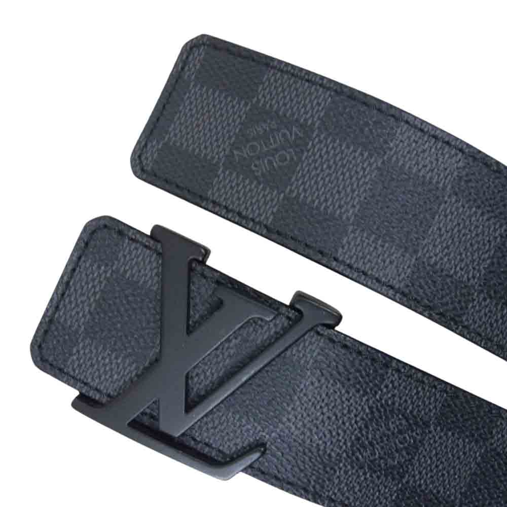 LOUIS VUITTON ルイ・ヴィトン M9808 サンチュール LVイニシアル グラフィット ダミエ ベルト ダミエキャンバス ベルト ブラック系 95/38【中古】