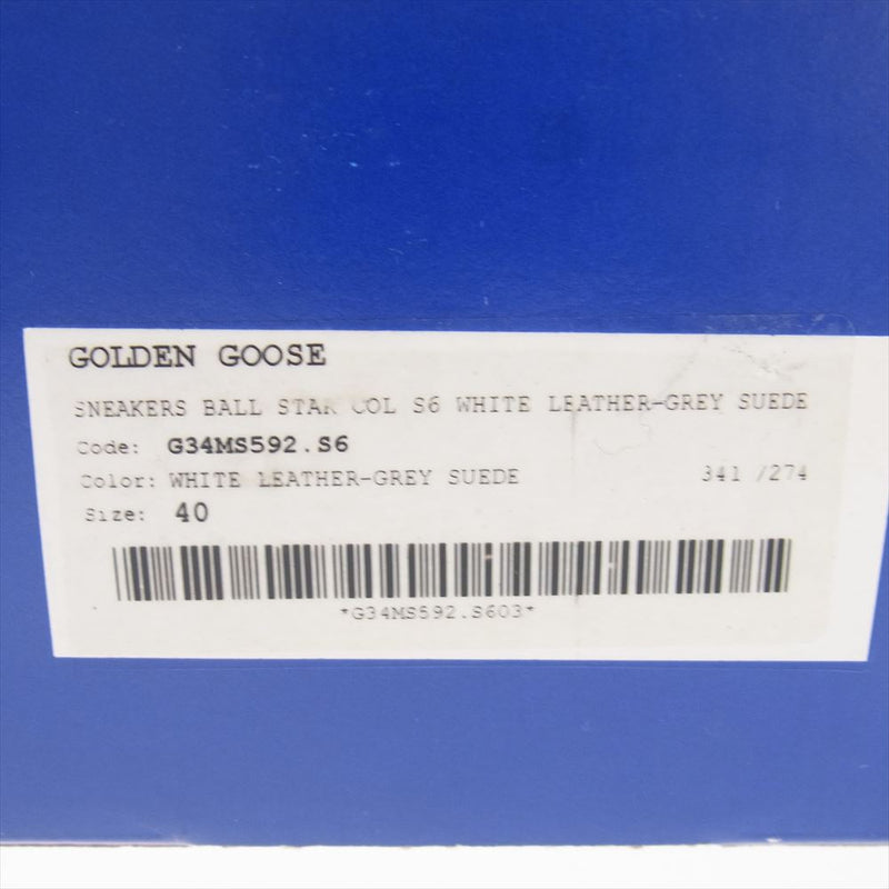 GOLDEN GOOSE ゴールデングース G34MS592 BALLSTAR パンチング レザー ローカット スニーカー ホワイト系 グレー系 40【中古】