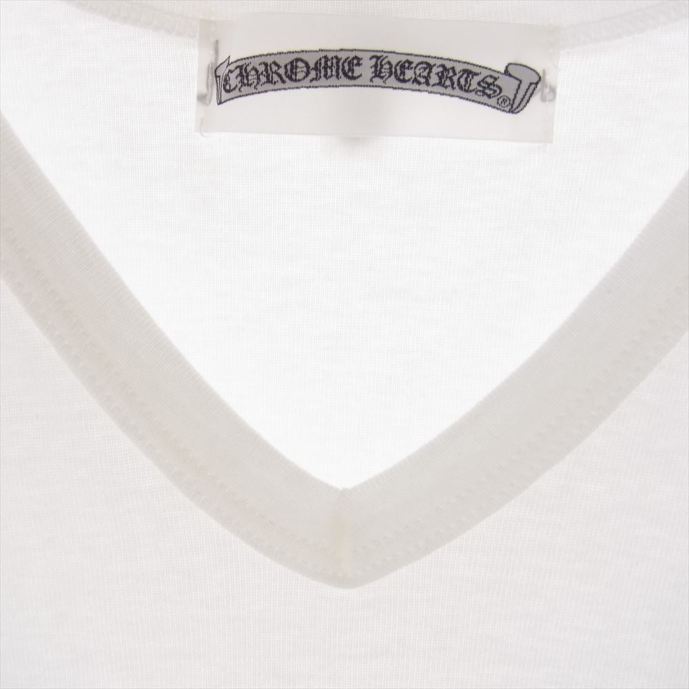 CHROME HEARTS クロムハーツ（原本無） グンゼ Vネック 無地 半袖 Tシャツ ホワイト系 M【極上美品】【中古】