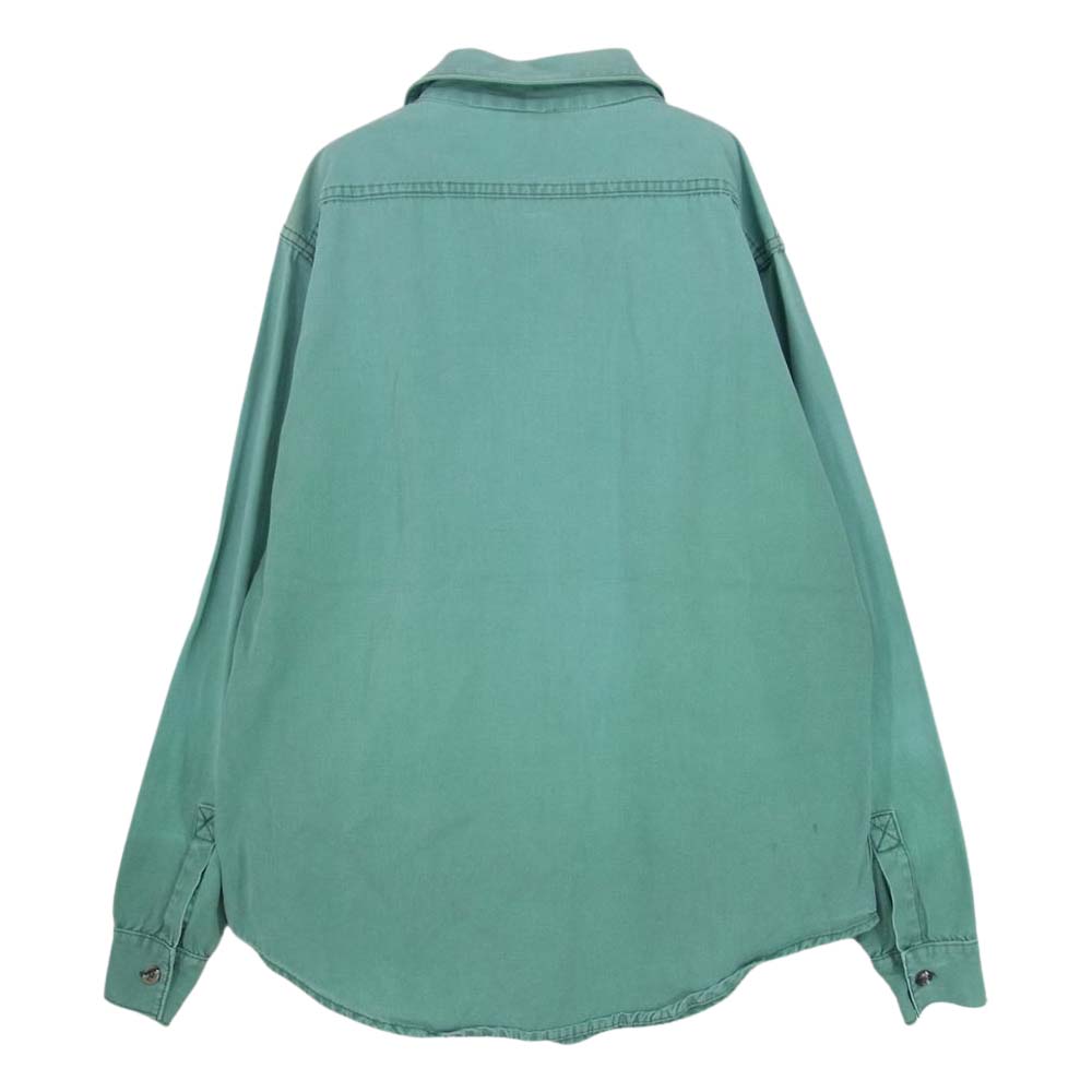 patagonia パタゴニア 80s ヴィンテージ 初期 デカタグ キャンバスコットン 長袖 シャツ グリーン系 L【中古】