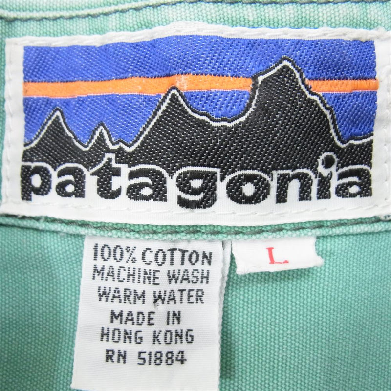 patagonia パタゴニア 80s ヴィンテージ 初期 デカタグ キャンバスコットン 長袖 シャツ グリーン系 L【中古】