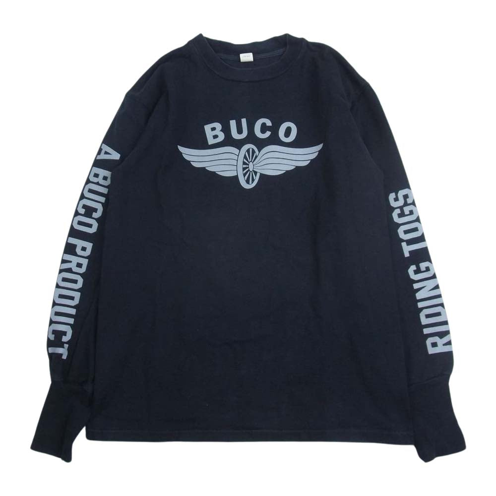 BUCO ブコ RIDING TOGS ロゴ プリント 長袖 Tシャツ ブラック系 38【中古】