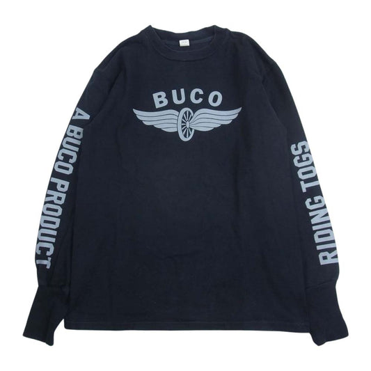BUCO ブコ RIDING TOGS ロゴ プリント 長袖 Tシャツ ブラック系 38【中古】