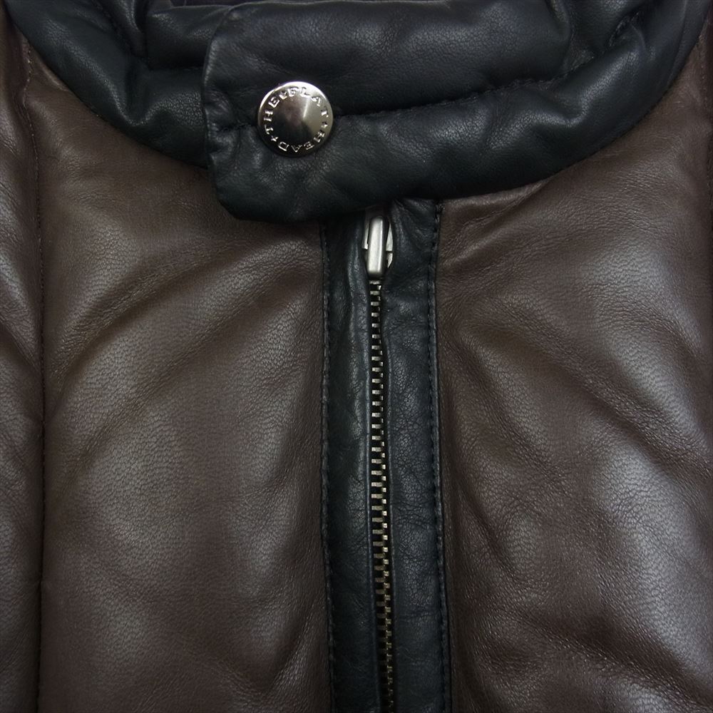 THE FLAT HEAD ザフラットヘッド エルク レザー ダウン ジャケット 鹿革 ブラック系 ブラウン系 38【中古】