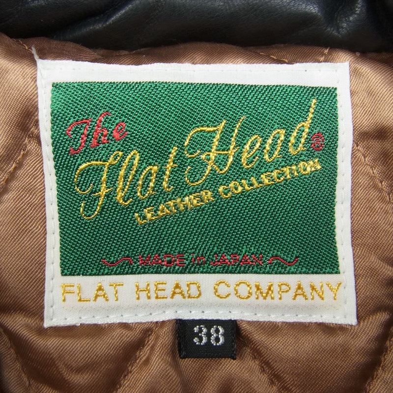 THE FLAT HEAD ザフラットヘッド エルク レザー ダウン ジャケット 鹿革 ブラック系 ブラウン系 38【中古】