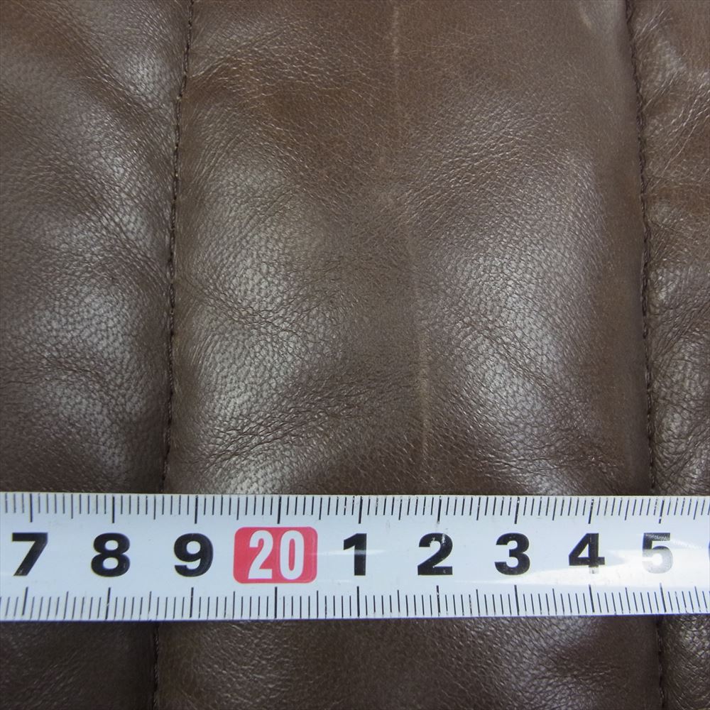 THE FLAT HEAD ザフラットヘッド エルク レザー ダウン ジャケット 鹿革 ブラック系 ブラウン系 38【中古】