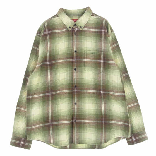 Supreme シュプリーム 23SS Shadow Plaid Flannel Shirt シャドウ プレイド フランネル チェック シャツ グリーン系 L【極上美品】【中古】