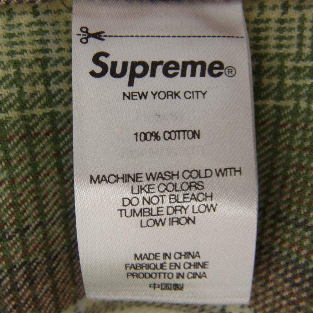 Supreme シュプリーム 23SS Shadow Plaid Flannel Shirt シャドウ プレイド フランネル チェック シャツ グリーン系 L【極上美品】【中古】