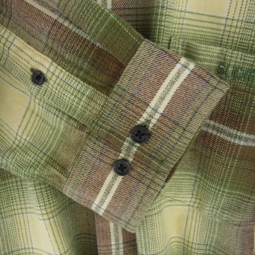 Supreme シュプリーム 23SS Shadow Plaid Flannel Shirt シャドウ プレイド フランネル チェック シャツ グリーン系 L【極上美品】【中古】