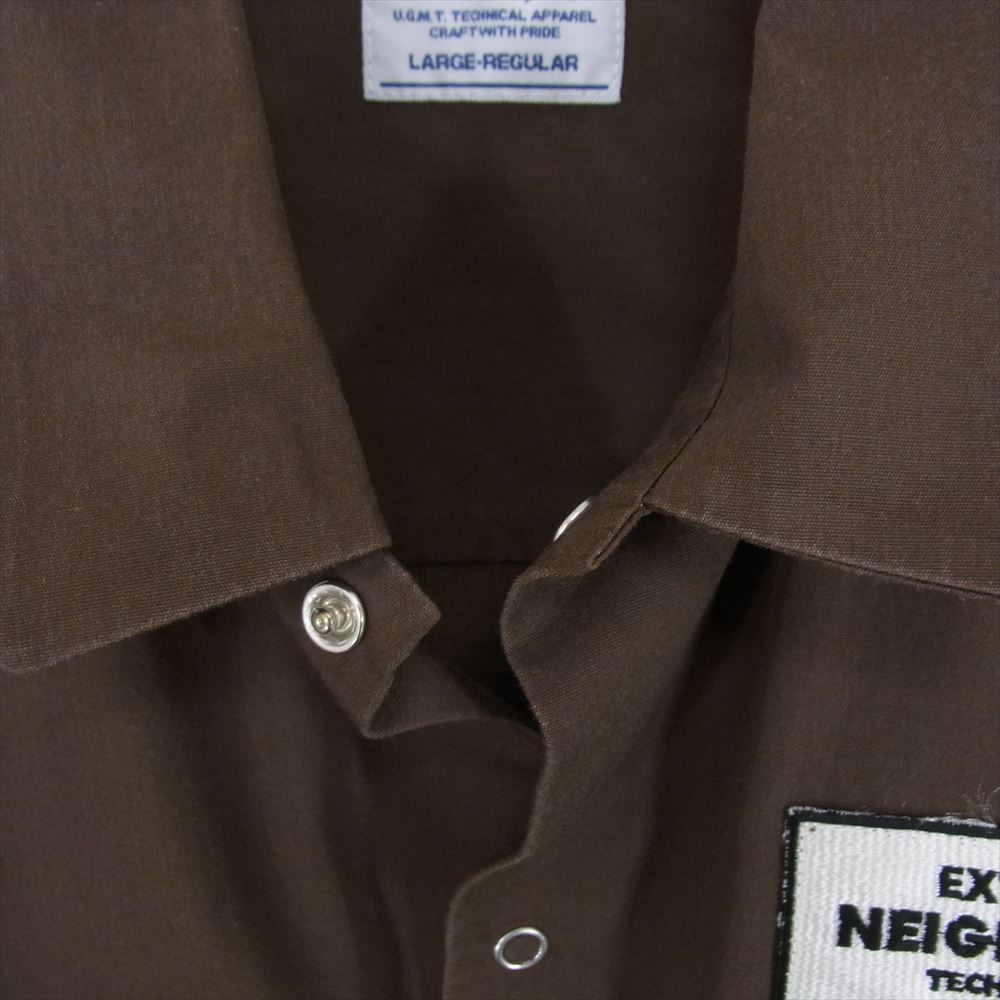 NEIGHBORHOOD ネイバーフッド 141TSNH-SHM04 CLASSCWORK EC-SHIRT.SS クラシックワーク 半袖 シャツ ロゴ ワッペン 刺繍 バックプリント ブラウン系 L【中古】