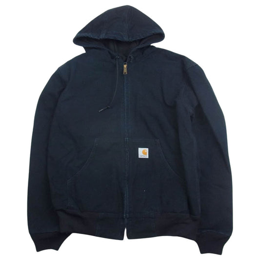 Carhartt カーハート USA製 125周年モデル UFCWタグ ジップアップ ダック アクティブ パーカ ジャケット ネイビー系 S【中古】