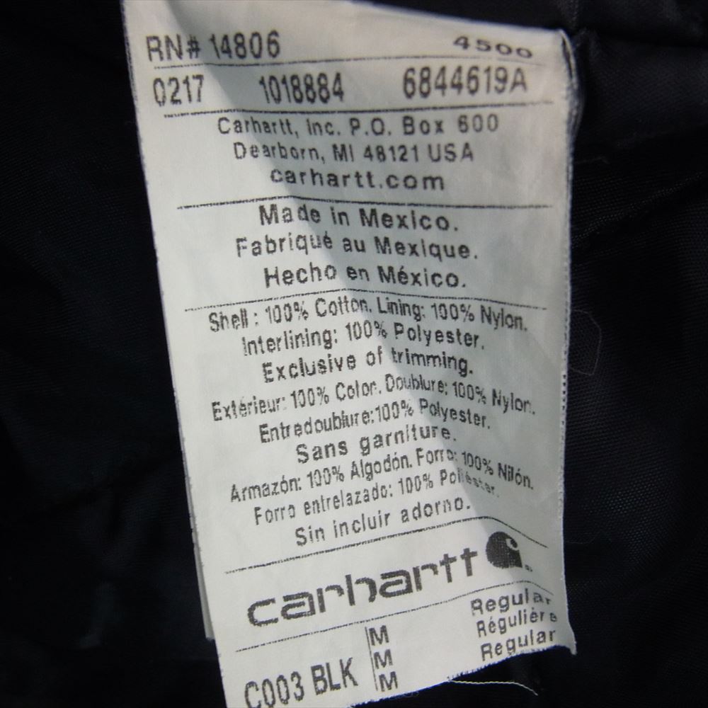 Carhartt カーハート 14806 メキシコ製 トラディショナル コート キルティング ライニング ワークミリタリー ダック アクティブ ジャケット ブラック系 M【中古】