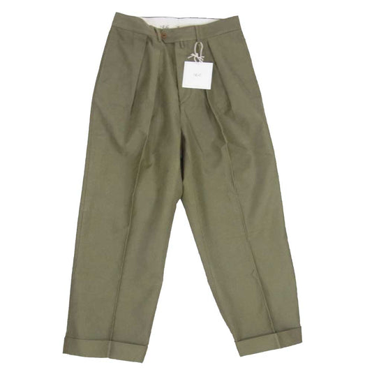 ニート 21AW 21-02CMW Cotton Cashmere Moleskin Wide コットン カシミヤ モールスキン ワイド パンツ オリーブ系 46【中古】