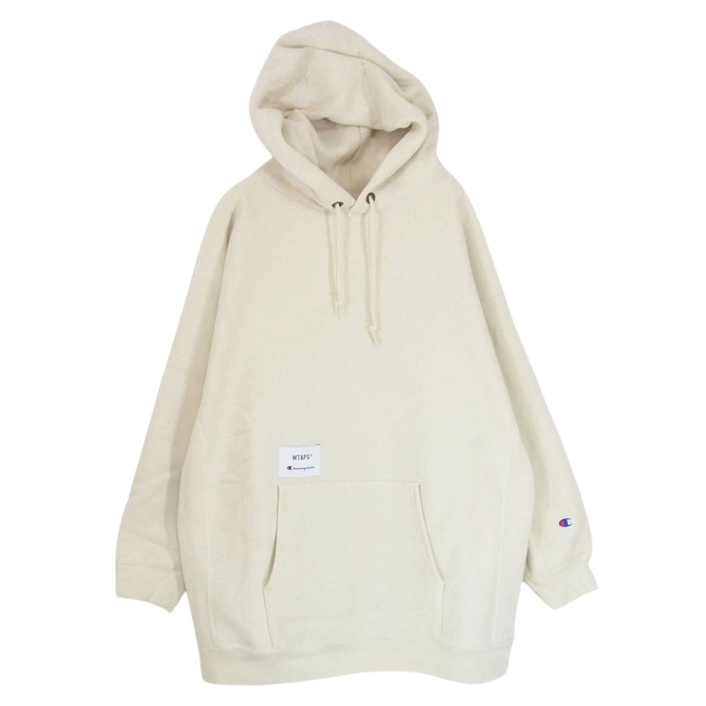 WTAPS ダブルタップス × Champion チャンピオン Reverse Weave Hooded Sweatshirt リバースウィーブ スウェット プルオーバー パーカー ベージュ系 L【中古】