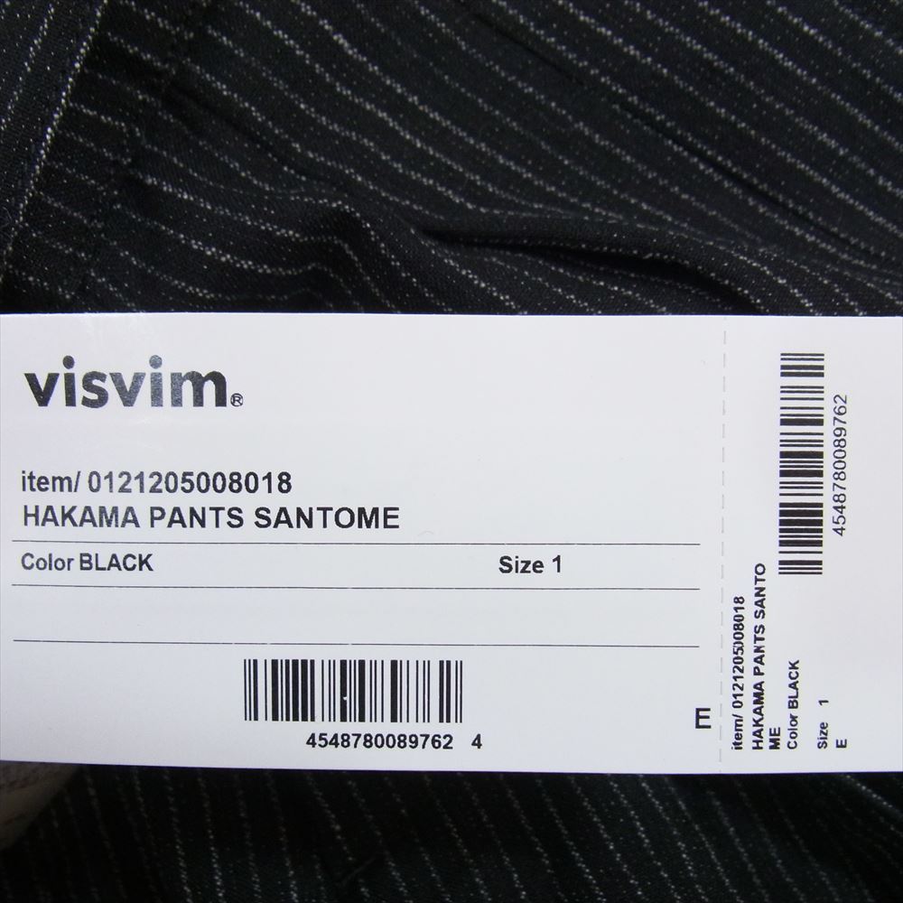 VISVIM ビズビム 21AW 0121205008018 HAKAMA PANTS SANTOME ハカマ パンツ ストライプ ブラック系 1【中古】
