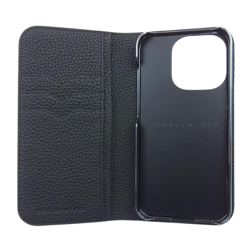 ボナベンチュラ BODT15P-BK iPhone 15Pro Black FOLIO DIARY CASE レザー ダイアリーケース スマホケース 携帯カバー ブラック系【新古品】【未使用】【中古】