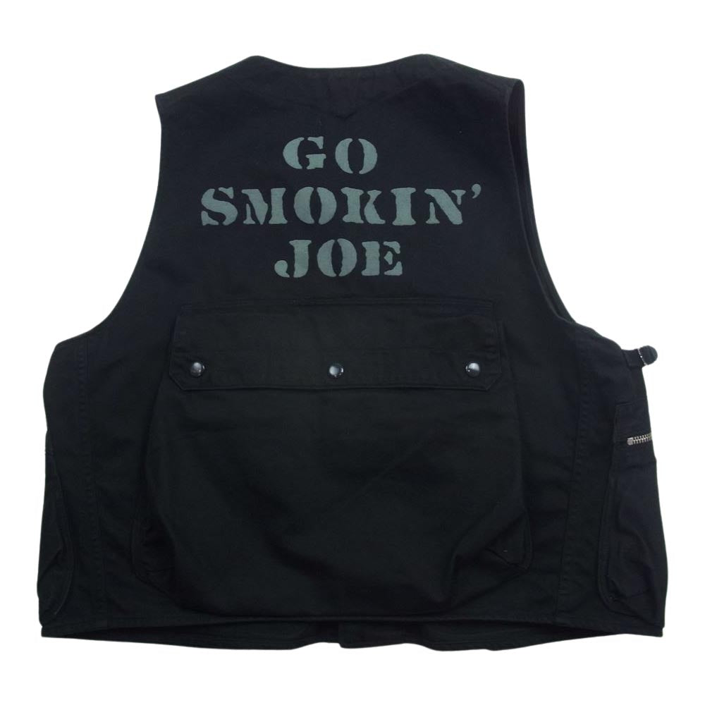 FREEWHEELERS フリーホイーラーズ 1937 GO SMOKIN’ JOE SLEEVELESS COAT ロゴ プリント ベスト ブラック系 40【中古】