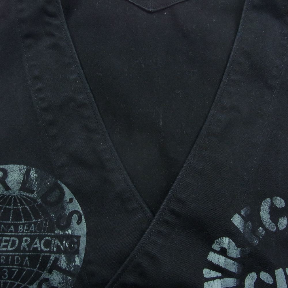 FREEWHEELERS フリーホイーラーズ 1937 GO SMOKIN’ JOE SLEEVELESS COAT ロゴ プリント ベスト ブラック系 40【中古】