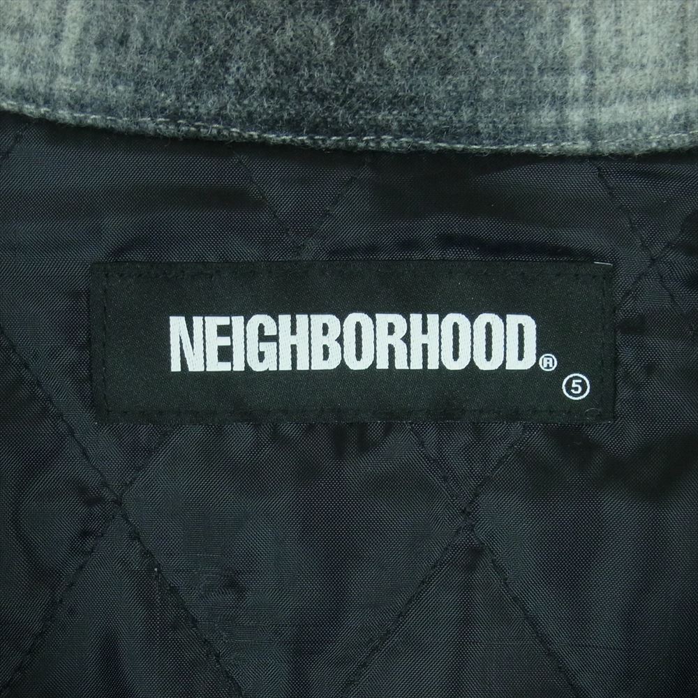 NEIGHBORHOOD ネイバーフッド 20AW 202SINH-SHM02 FADE W-SHIRT LS ウール フランネル フェード 裏地キルティング チェック 中綿 長袖 シャツ ジャケット グレー系 ブラック系 XL【中古】