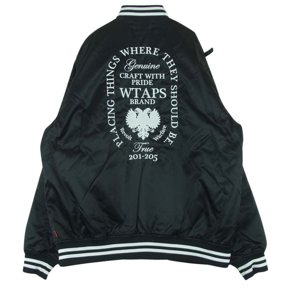 WTAPS ダブルタップス 17AW 172TQDT-JKM03 TEAM JACKET NYLON TWILL ナイロンツイル チーム ジャケット スタジャン ブルゾン ブラック系 4【中古】