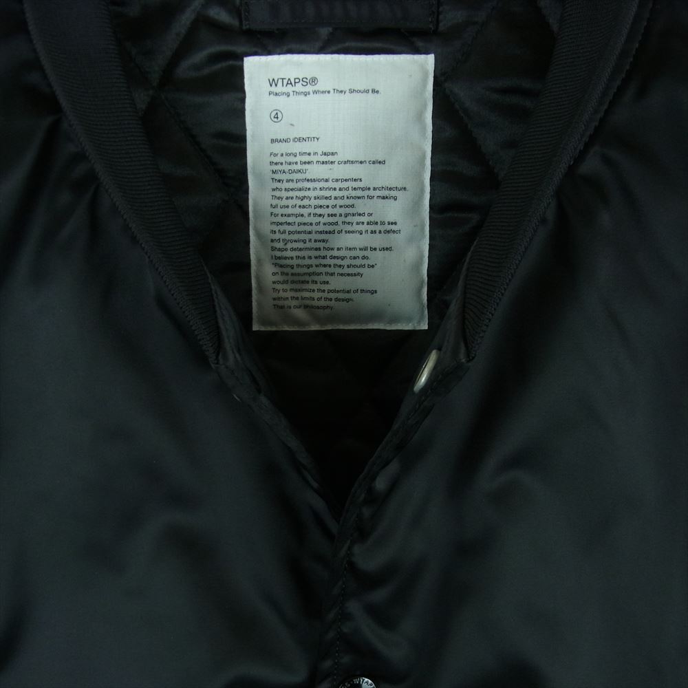 WTAPS ダブルタップス 17AW 172TQDT-JKM03 TEAM JACKET NYLON TWILL ナイロンツイル チーム ジャケット スタジャン ブルゾン ブラック系 4【中古】