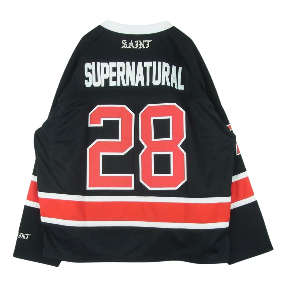 SAINT MICHAEL セントマイケル 23SS GAME SHIRT ロゴ刺繍 プルオーバー ゲームシャツ ブラック系 O/S【美品】【中古】