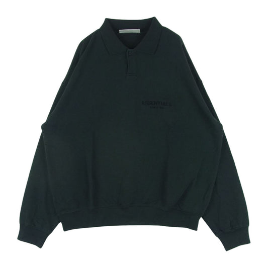 FEAR OF GOD フィアオブゴッド ESSENTIALS LS Polo エッセンシャルズ ロゴ 長袖 ポロ シャツ ブラック系 ダークグレーに近い黒系【中古】